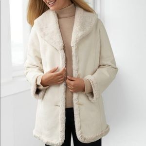 Jones New York Shawl Collar Faux Shearling Coat